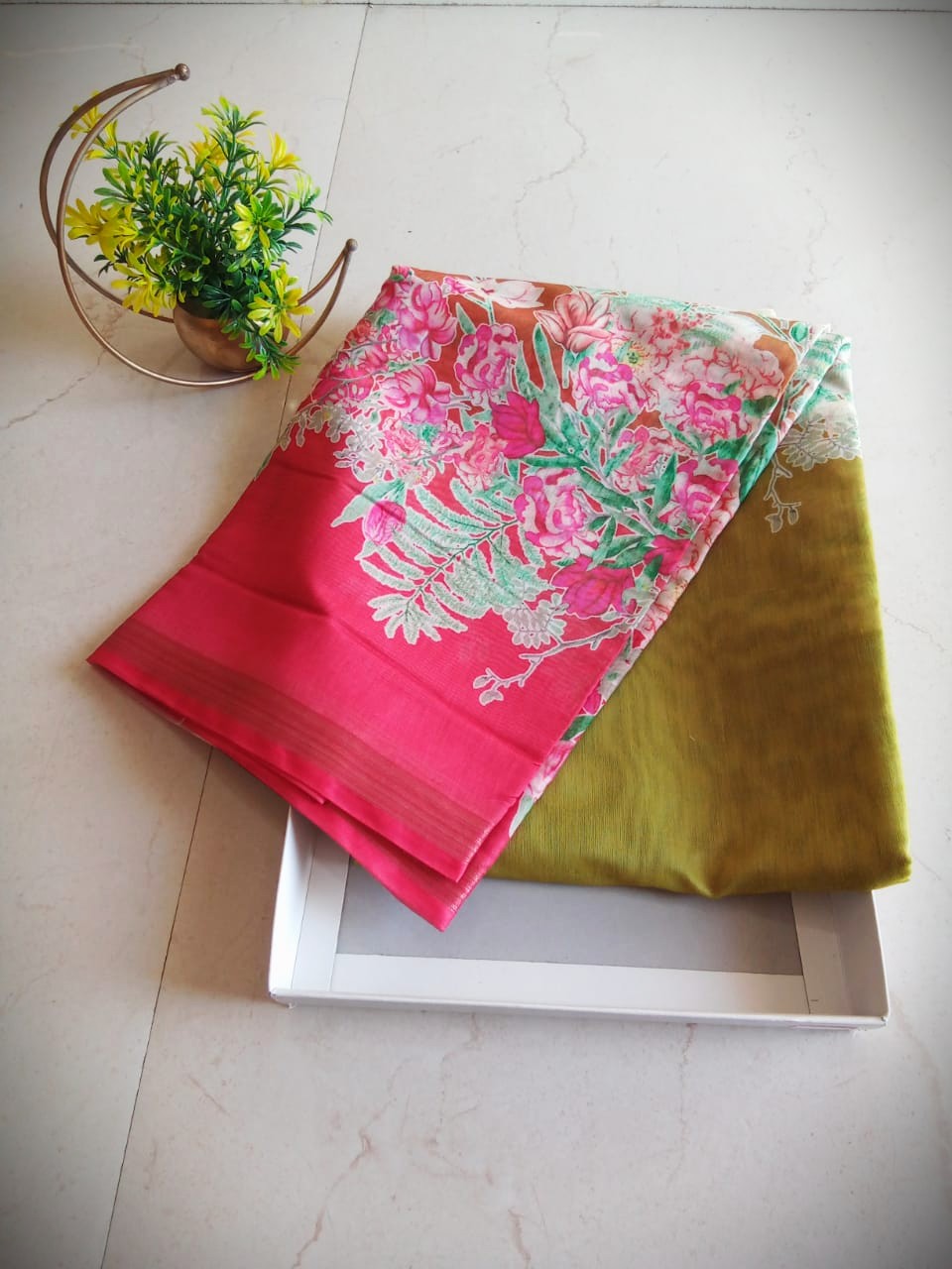 Monsoon Bloom Cotton Saree